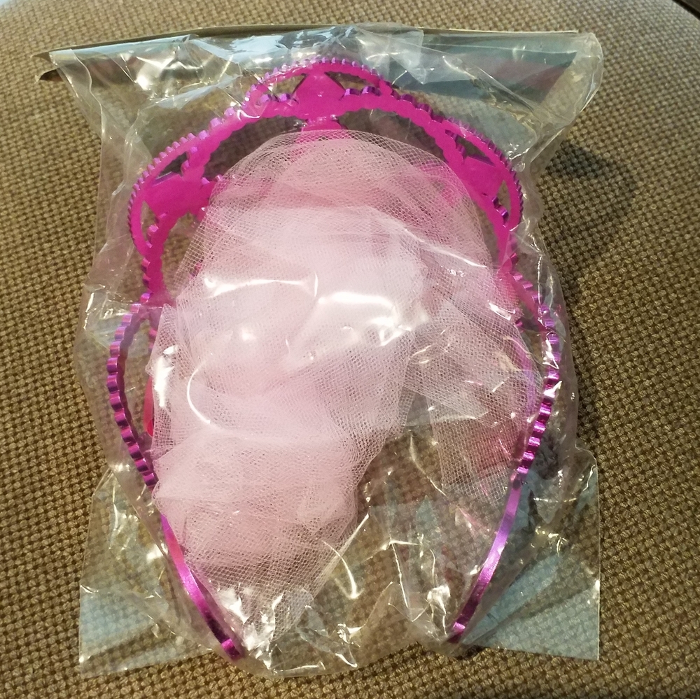 Bachelorette Party Bride Pink Tiara w Veil. - Picture 5 of 7